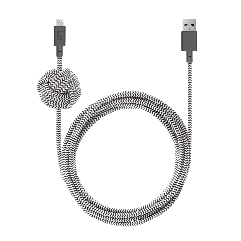 Native Union USB-A to Lightning Cable, MFi Certified Braided Zebra Design