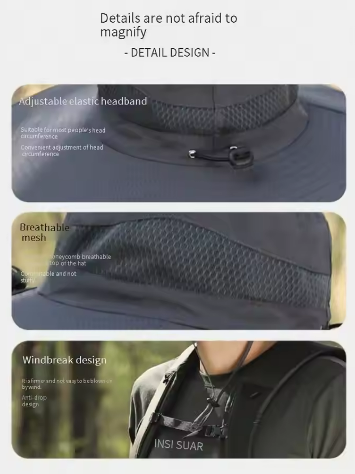 Men's Solar-Powered Cooling Fishing Hat with Fan UV Protection Wide Brim Adjustable Breathable Sun Hat for Outdoor Activities