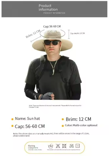 Men's Solar-Powered Cooling Fishing Hat with Fan UV Protection Wide Brim Adjustable Breathable Sun Hat for Outdoor Activities